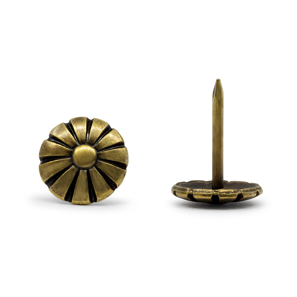 Home 9013 Daisy Decorative Nails, 7/16-Inch, Antique Brass (24-Piece)