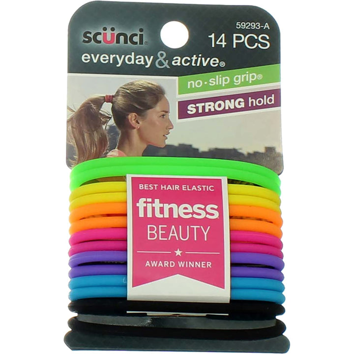 No-slip Grip Evolution Bright Jelly Ponytailers, 14 Count, Colors May Vary