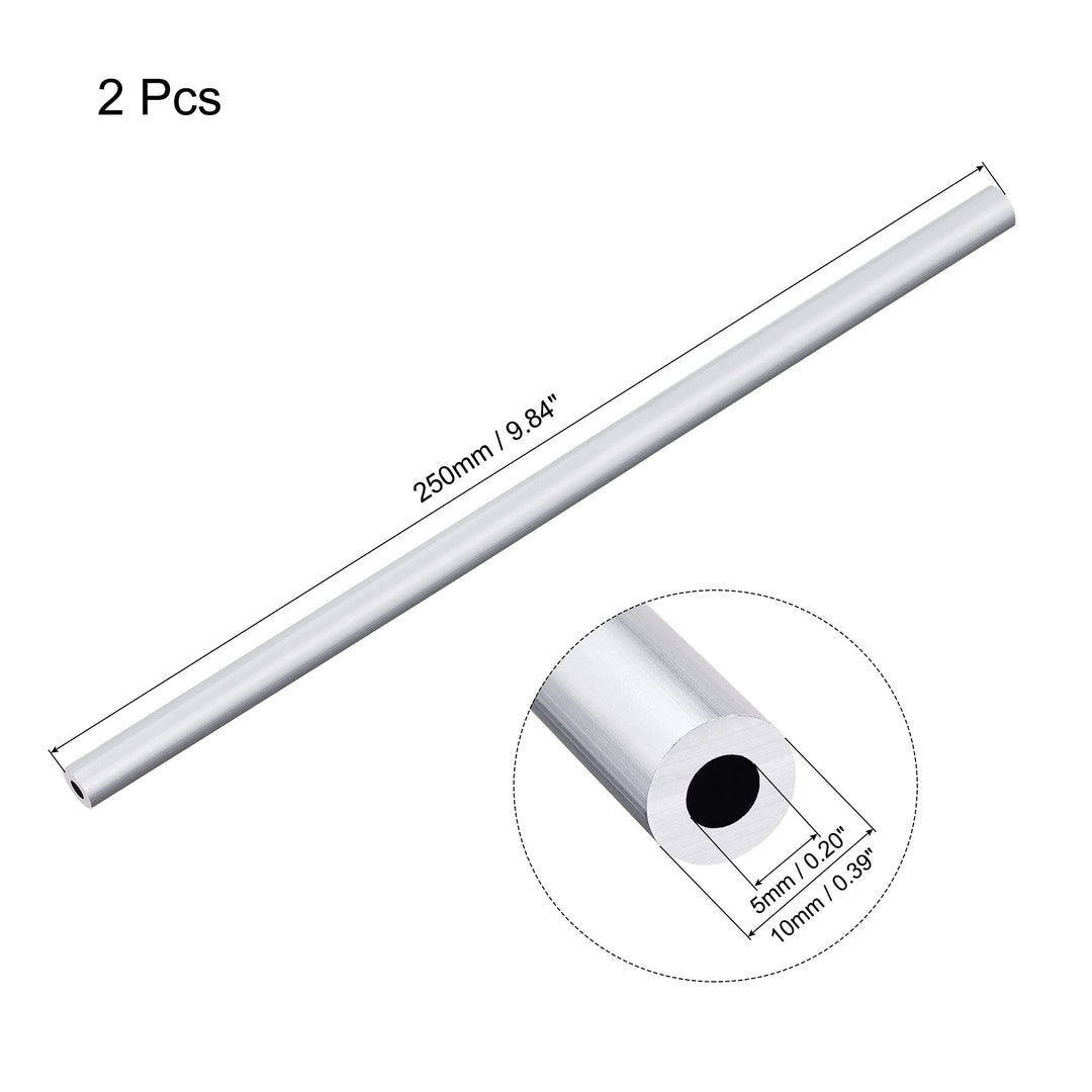 6063 Aluminum Round Tube 10mm OD 5mm Inner Dia 250mm Length Pipe Tubing 2 Pcs