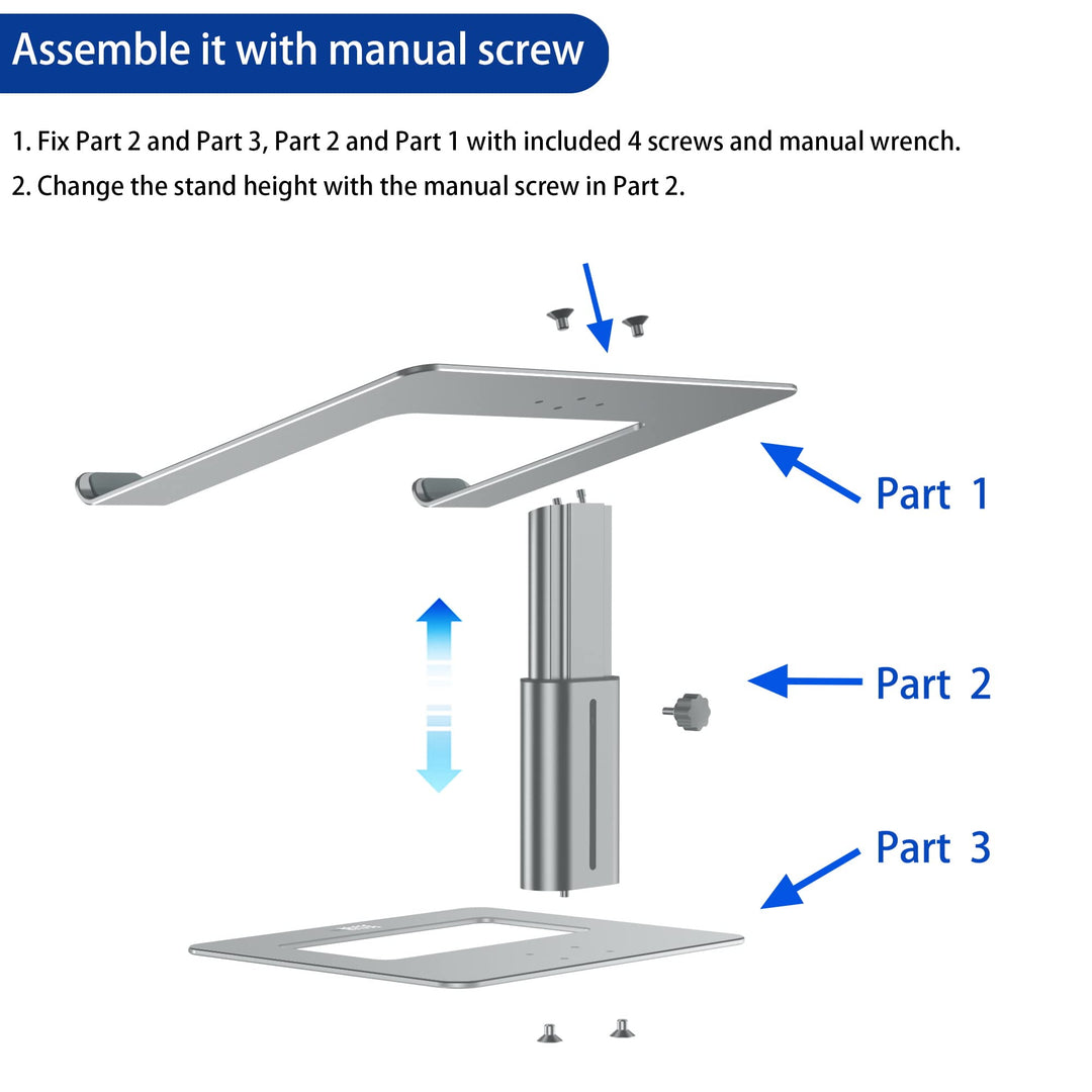 Aluminum Laptop Stand, Ergonomic Adjustable Notebook Stand, Riser Holder Computer Stand Compatible with MacBook Air Pro, Dell, HP, Lenovo More 10-15.6 Laptops (Gray)