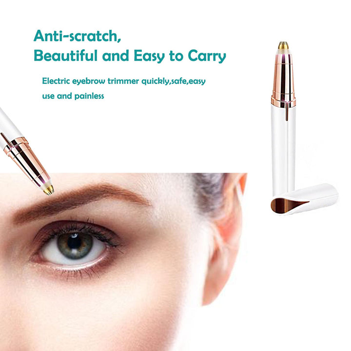 Eyebrow Hair Remover, USB Rechargeable Painless Precision Portable Electric Eyebrow Trimmer Pen, Safe Eyebrow Shaver Razor Tool(Rose Gold)