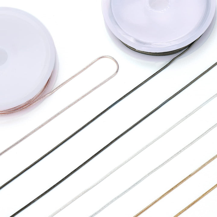 40 Feet Snake Chains Roll, 1.2 mm Jewelry Necklace Chain with Jump Rings, Connectors and Lobster Clasps, Chains for Jewelry Making Necklace Chains for Jewelry Making