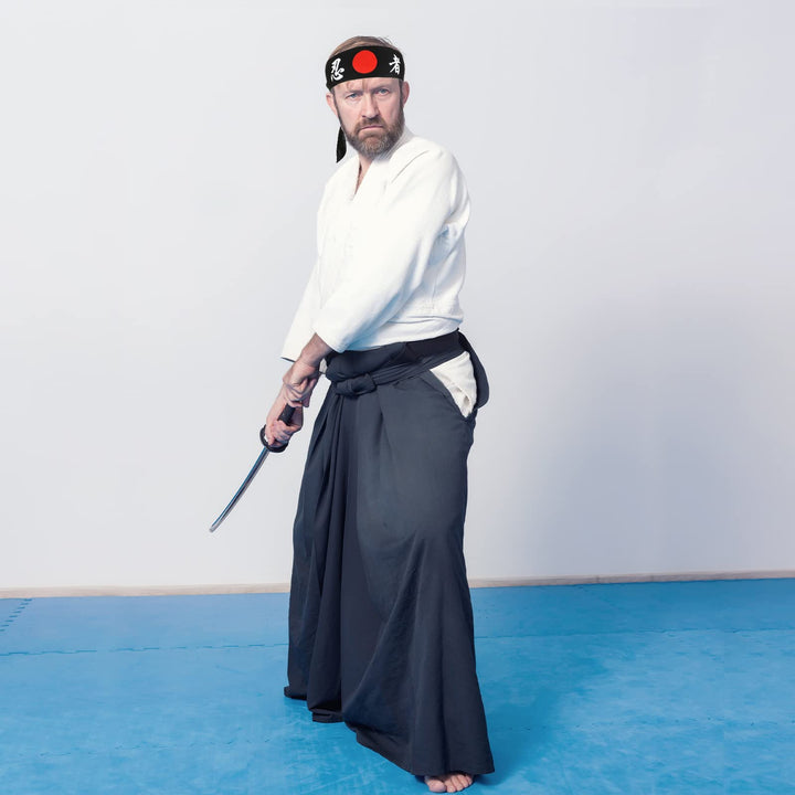 Bushido Hachimaki Headband 2 Pieces Samurai Japanese Headband Sushi Chef Bandana Tie on Costume Headwear for Karate Sports Cooking Kitchen Supply (Character), White
