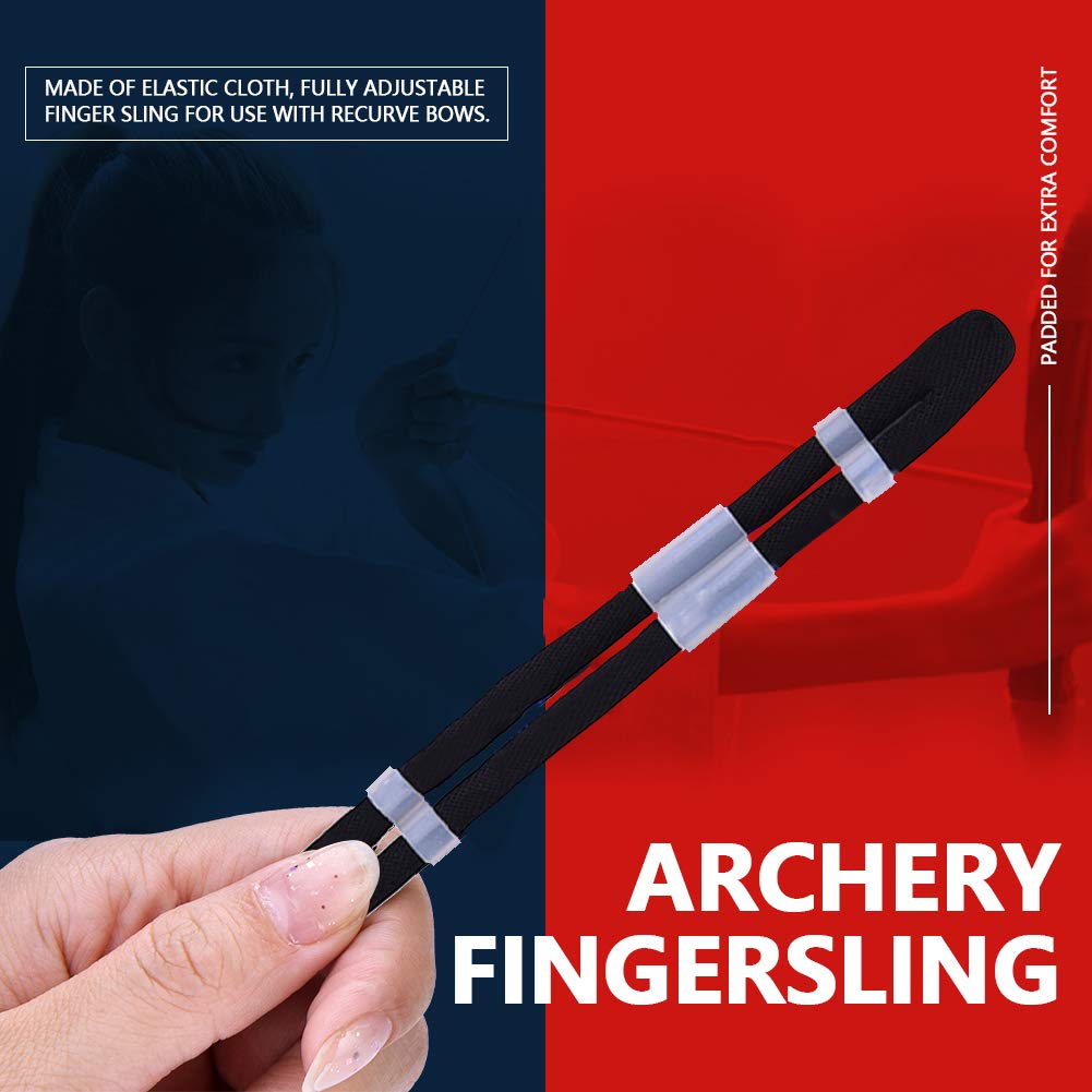 Shooting Accessory Wear Resistant Elastic Cloth Archery Fingersling,Hunting Shooting,Recurve Bow(Black, L)