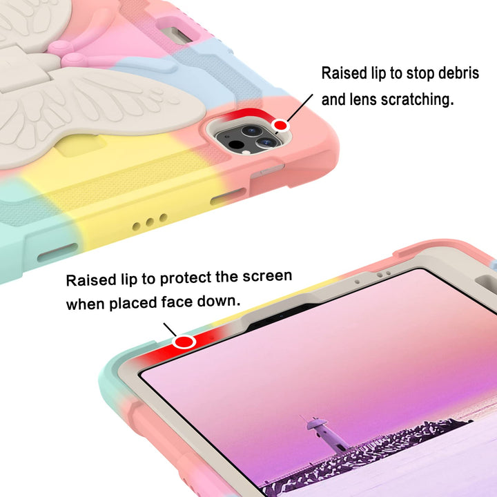 for iPad Pro 11 inch Case, iPad Air 5th/4th Generation Case, 2 in 1 Heavy Duty Rugged Shockproof Kickstand Pencil Holder Girls Women Kid iPad Pro 11 inch Tablet Cover, Rose Gold
