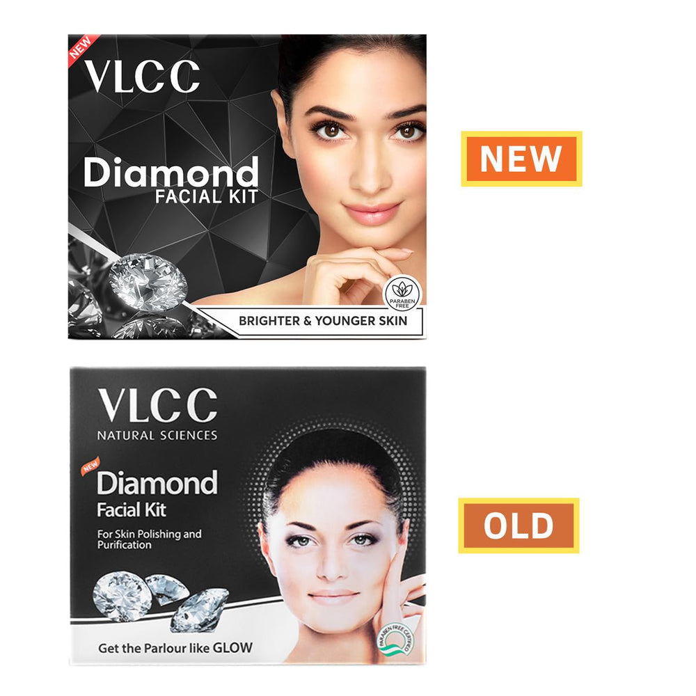 Diamond Facial Kit - 60g | Skin purifying with Parlour Glow | Improves Skin Elasticity, Brightens and Lightens Patchy Damaged Skin | With Colloidal Diamond, Jojoba Oil, Olive Oil & Aloe Vera.