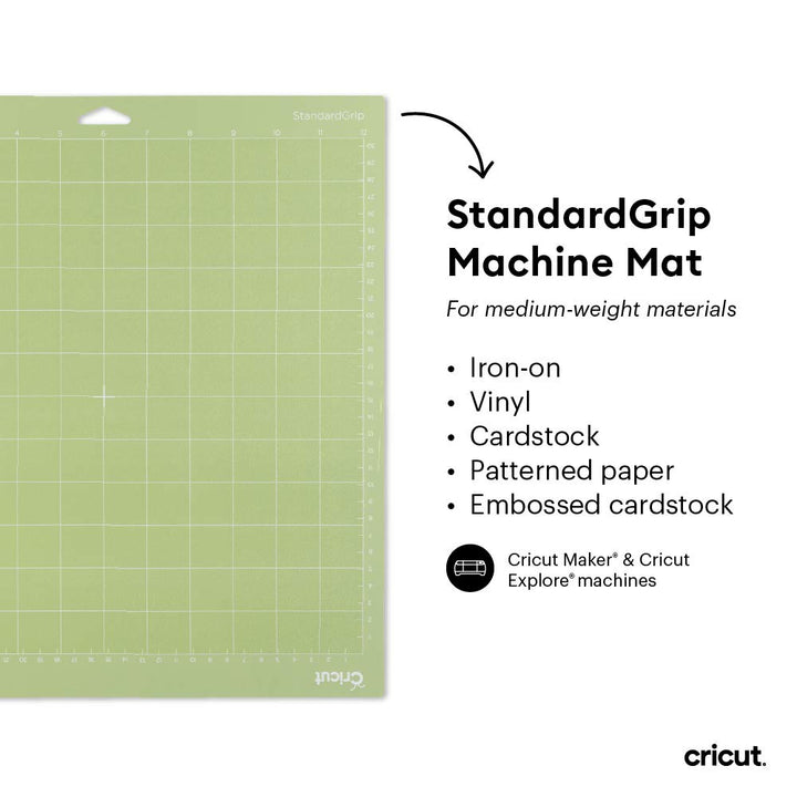 StandardGrip Machine Mats 12in x 24in, Reusable Cutting Mats for Crafts with Protective Film, Use with Cardstock, Vinyl and More, Compatible with Explore & Maker, (Green, 3 Count)