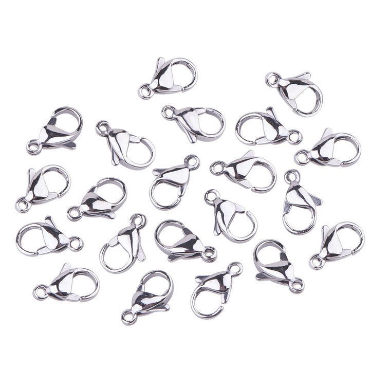 100pcs Lobster Claw Clasps Grade A 304 Stainless Steel Jewelry Lobster Clasp Fastener Hook Clasps for Necklaces Bracelet Jewelry Making 12x7mm