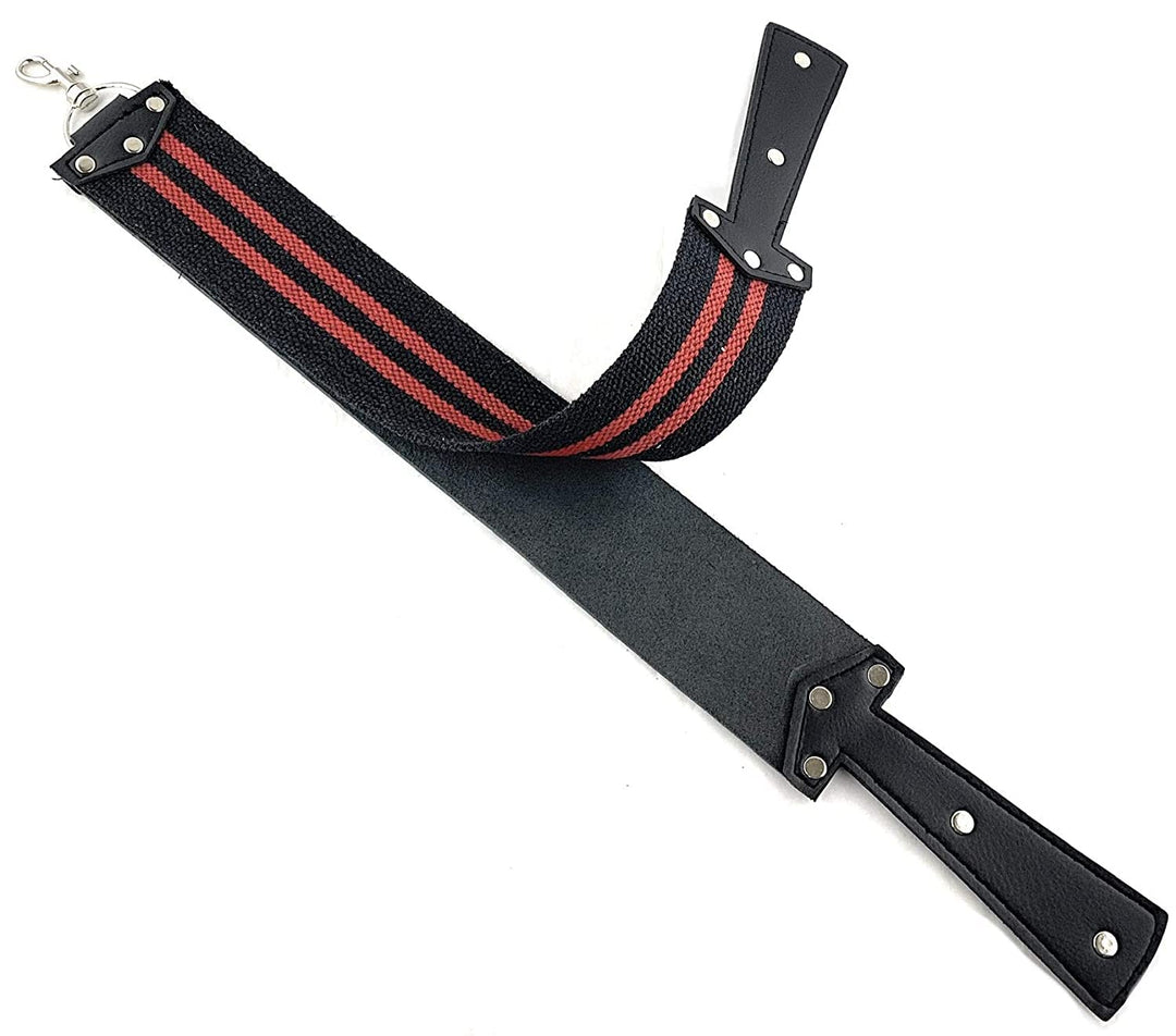 Premium Whetstone Blade Sharpening Stone and Leather Strop, Black with Red Strip