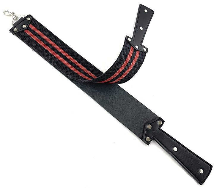 Premium Whetstone Blade Sharpening Stone and Leather Strop, Black with Red Strip