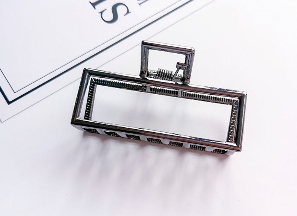 Vintage Metal Hair Claw Jaw Clips Clamp Accessories for Girls Women (Rectangle Black)
