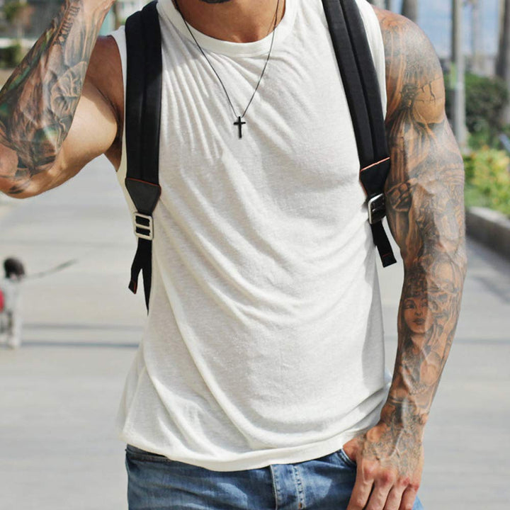 Cross Necklace for Boys, Mens Cross Necklace Stainless Steel Cross Pendant Black Small Cross Chain for Men 16 Inch Cross Necklace for Men Gifts