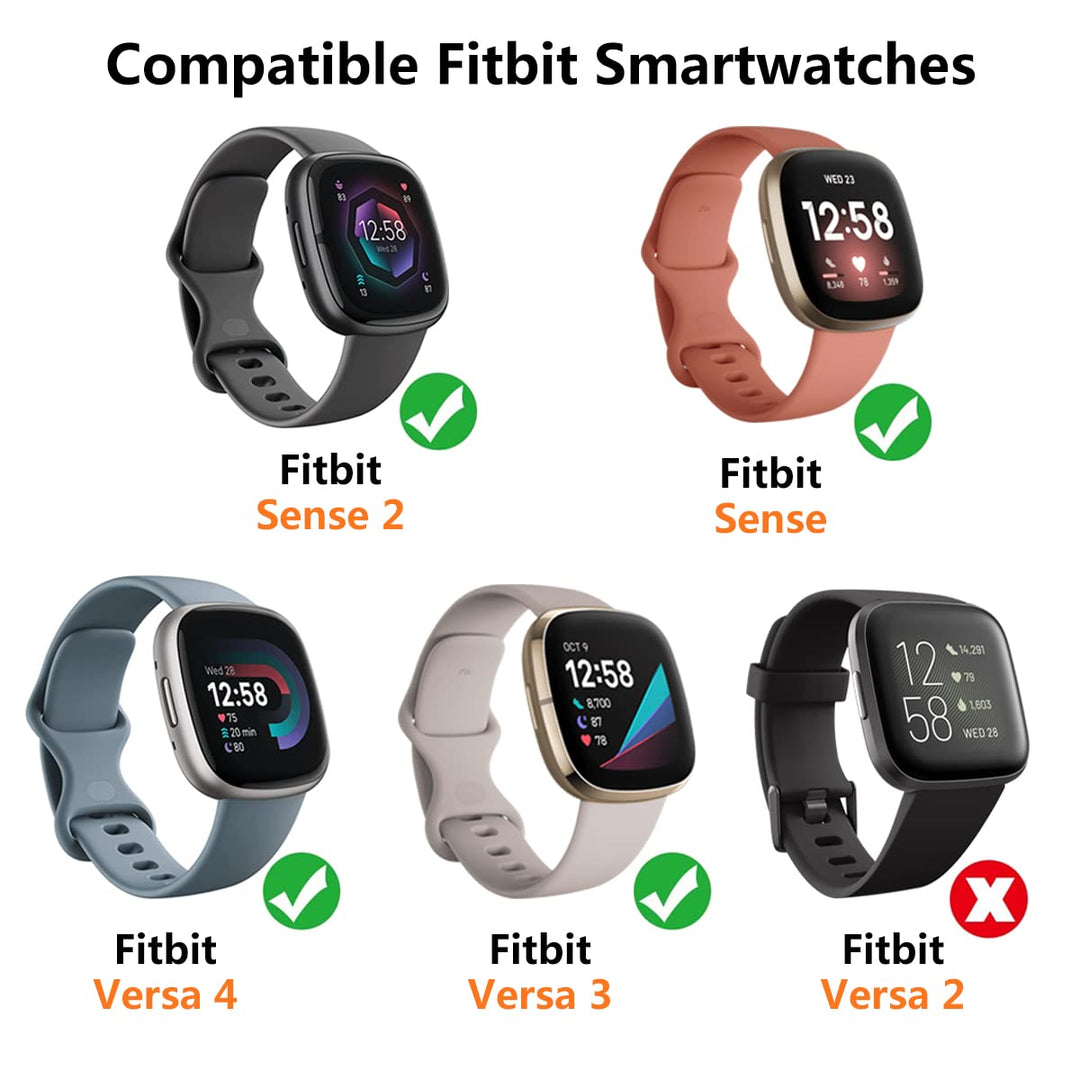 Compatible with Fitbit Sense Bands and Fitbit Versa 3 Bands,Silicone Replacement Smartwatch Tracker Bands Flexible Durable Watch Straps for Kids Women Man (Small, Black)