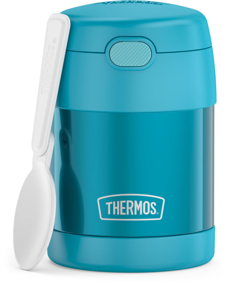 FUNTAINER 10 Ounce Stainless Steel Vacuum Insulated Kids Food Jar with Spoon, Teal