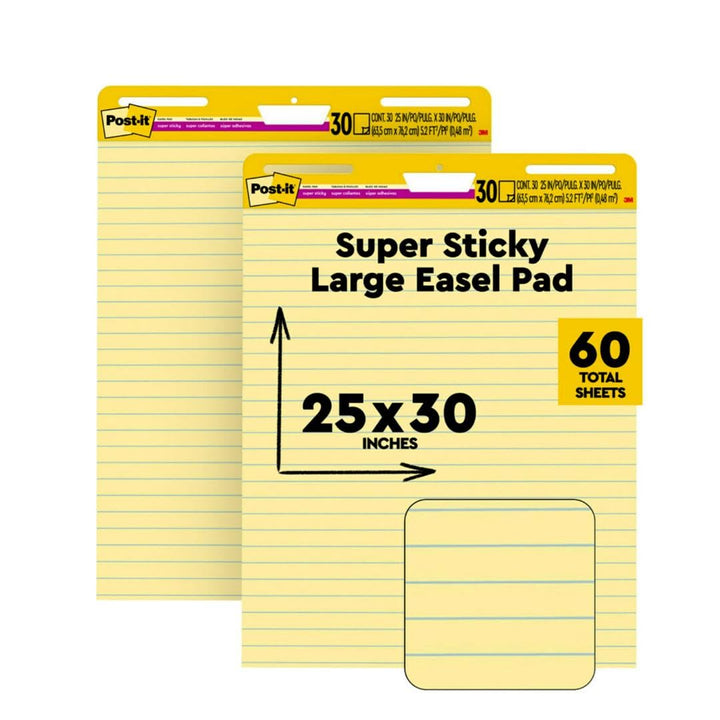 Post-it Easel Pad, 25 x 30-Inches Sheets, Yellow Paper with Lines, 30-Sheets/Pad, 2-Pads/Pack