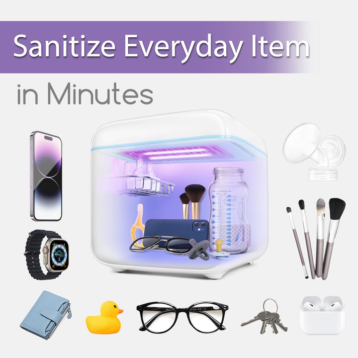 4-in-1 UV Light Sanitizer | UV-Clean Sanitizing and Dryer Pro | UV Sanitizer Box with Dual UV-C Lamps for Babies & Whole Family | Large Capacity | Touch Control