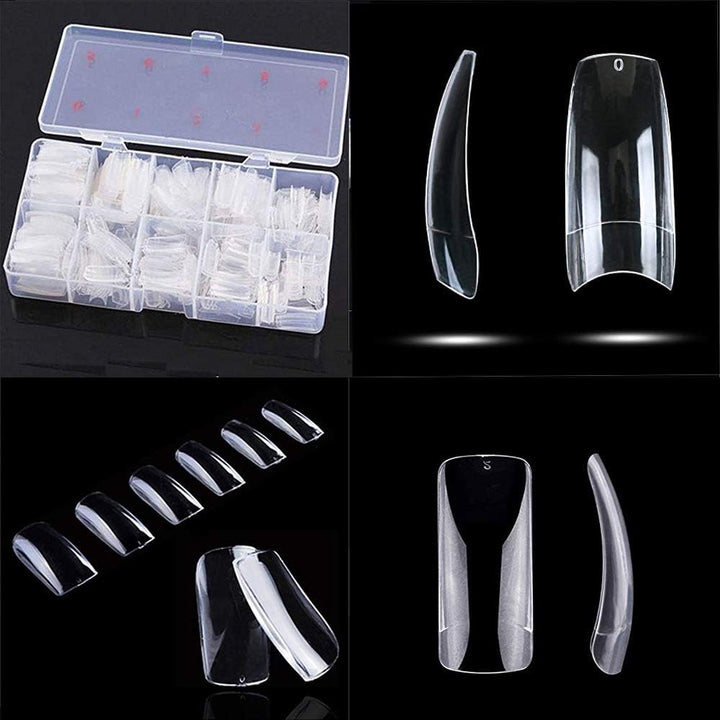 500pcs Lady French Acrylic Style Artificial False Nails Half Tips & Box (Clear)