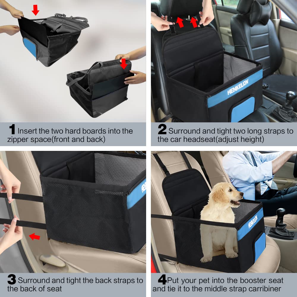 Small Dog Car Seat, Dog Booster Seat for Car Front Seat, Pet Booster Car Seat for Small Dogs Medium Dogs Within 30 lbs, Reinforced Dog Car Booster Seat Harness with Seat Belt - Black