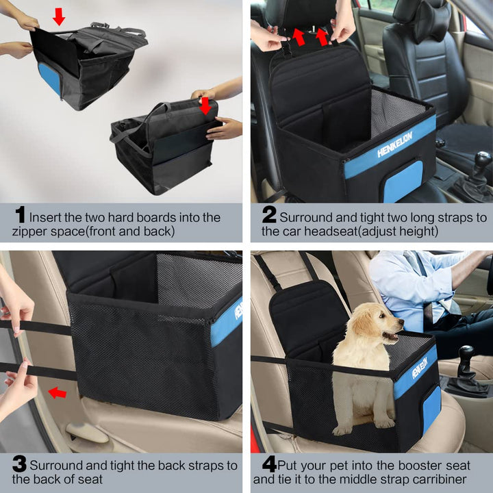 Small Dog Car Seat, Dog Booster Seat for Car Front Seat, Pet Booster Car Seat for Small Dogs Medium Dogs Within 30 lbs, Reinforced Dog Car Booster Seat Harness with Seat Belt - Black