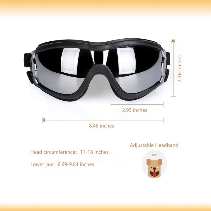 Dog Sunglasses/Goggles, UV/Wind/Dust/Fog Protection Pet Glasses Eye Wear with Adjustable Strap for Medium or Large Dog (Pack of 1)