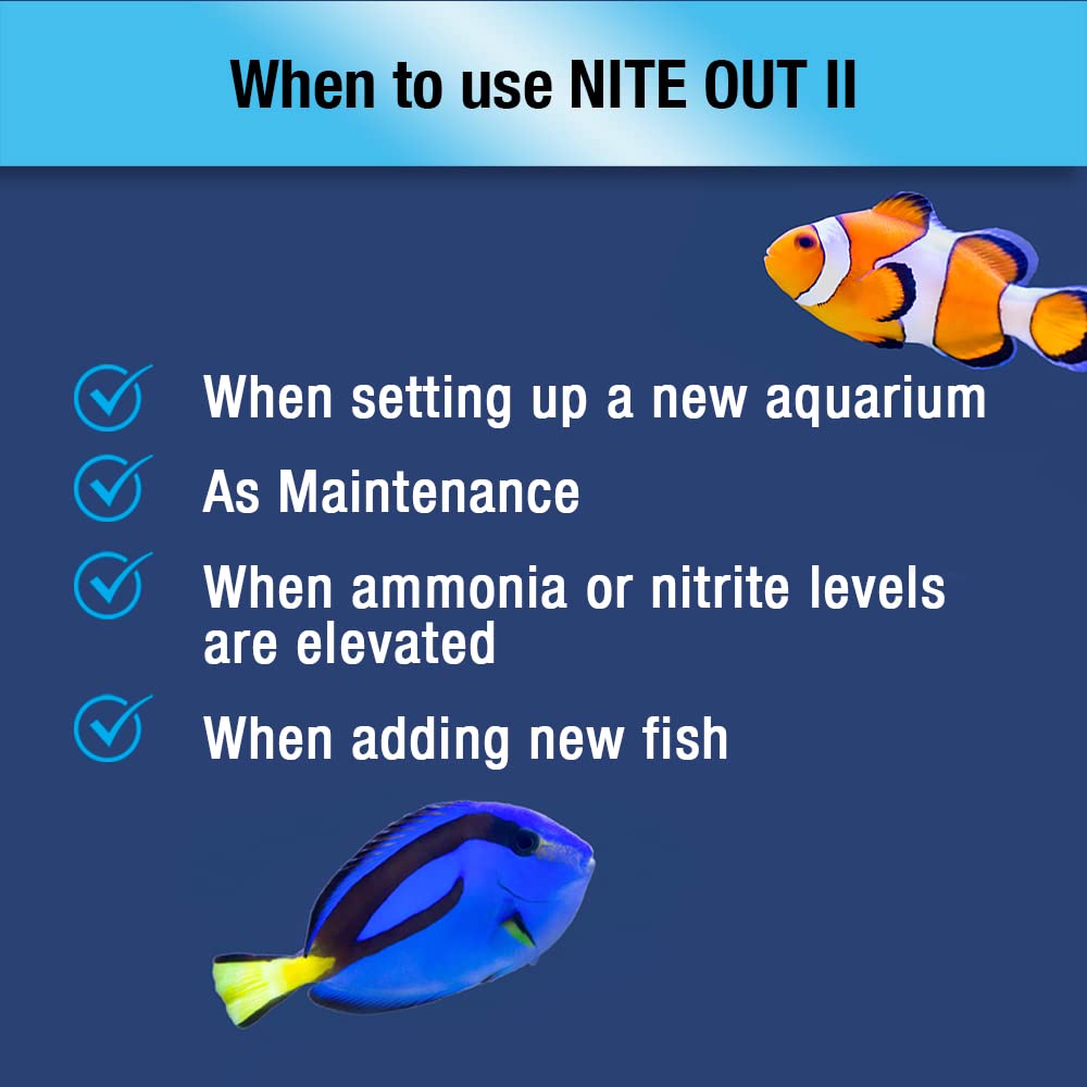 NITEH16 Nite-Out II Aquarium and Fish Tank Cleaner for Rapid Ammonia and Nitrite Reduction, Freshwater and Saltwater, 16 Ounces