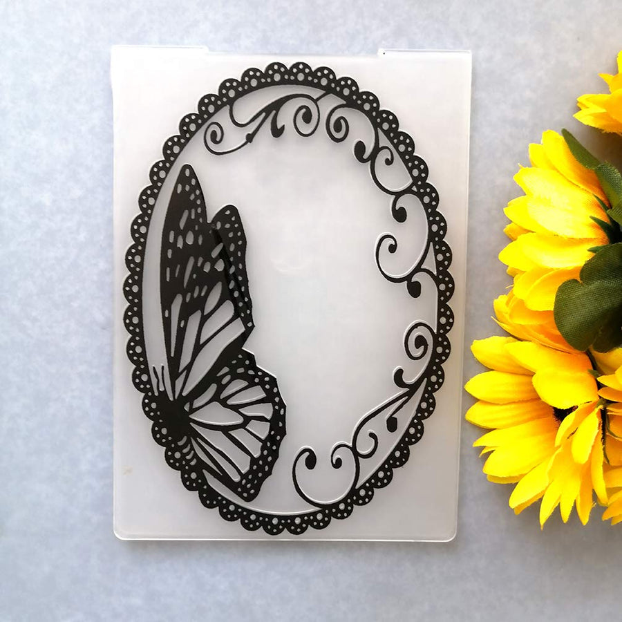 Oval Shape Butterfly Embossing Folders for Card Making and DIY Scrapbooking Craft Template Mold Making Photo Album Decor