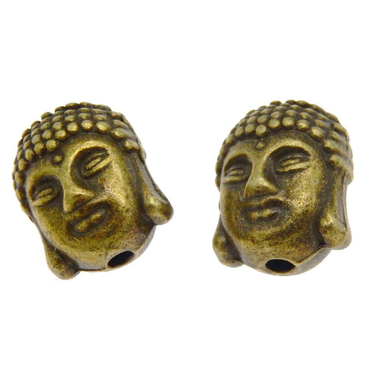 50-Pack Retro Style Assorted Metal Hindu Buddha Head Spacers Loose Beads Hole 2mm Bracelets Charms Necklaces Pendants Jewelry Making Findings 11x9x8mm Mixed Colors