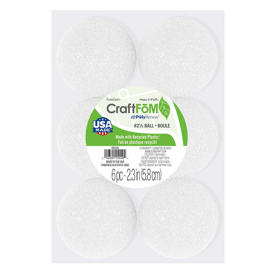 Styrofoam 6 Piece Ball 2.4 inch White