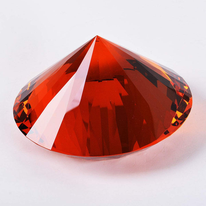 Amber Crystal Glass Diamond Shaped Decoration 80mm Jewel Paperweight,Gift Decoration Idea For Christmas, Thanksgiving