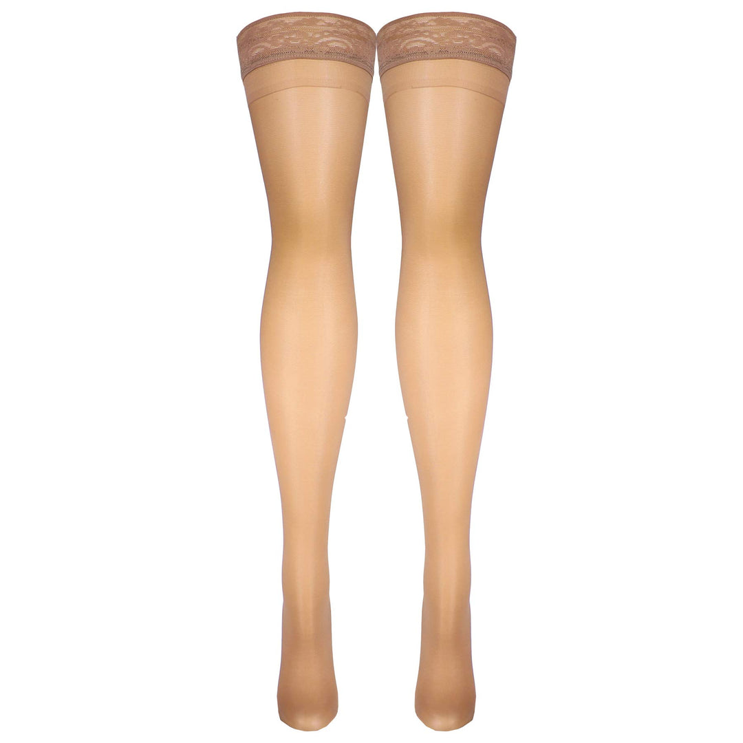 Truform Women's 8-15 mmHg Sheer Thigh High Compression Stockings, Beige, X-Large