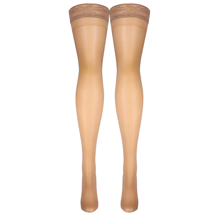 Truform Women's 8-15 mmHg Sheer Thigh High Compression Stockings, Beige, X-Large