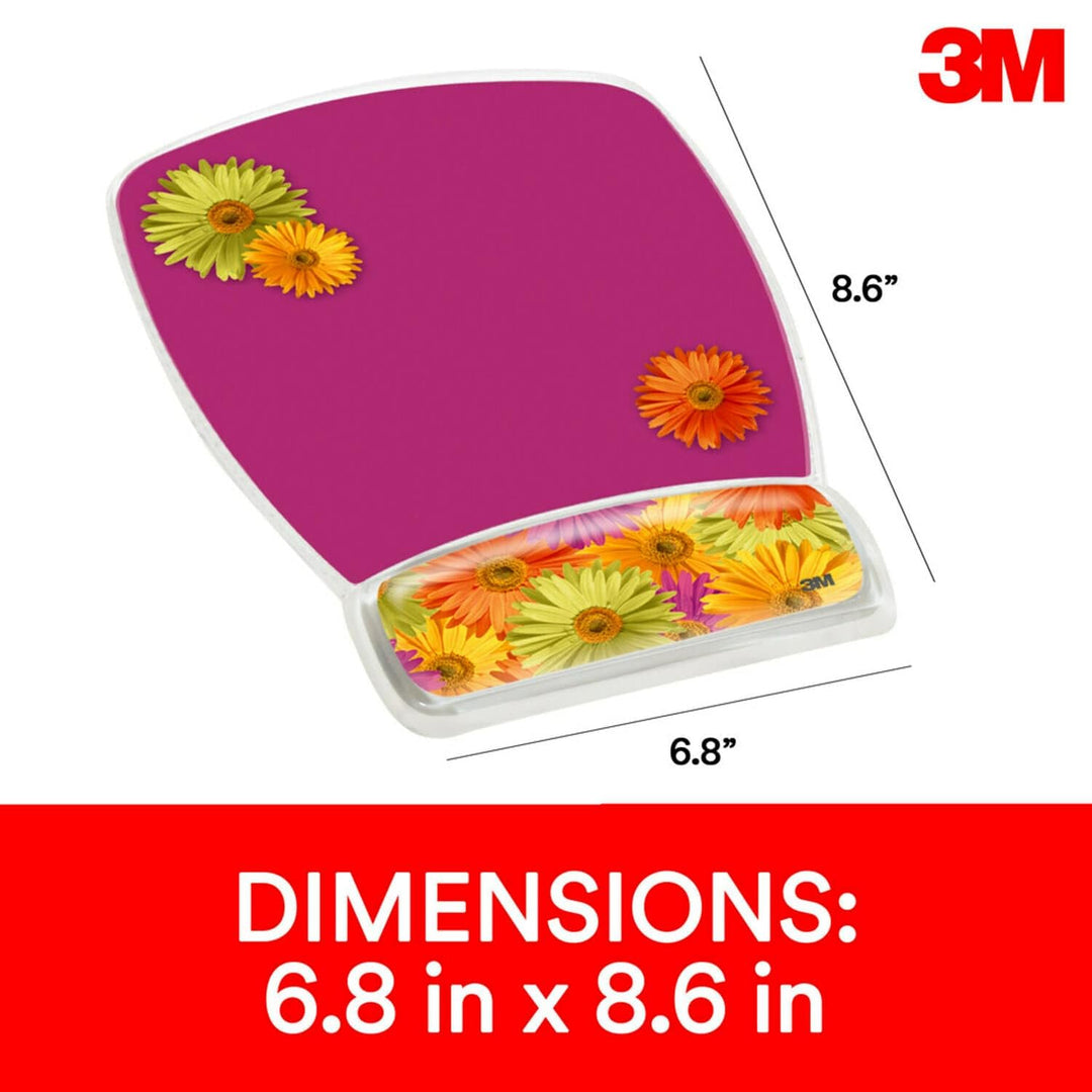 Precise Mouse Pad with Gel Wrist Rest, Soothing Gel Comfort with Durable, Easy to Clean Cover, Optical Mouse Performance, Daisy Design (MW308DS)