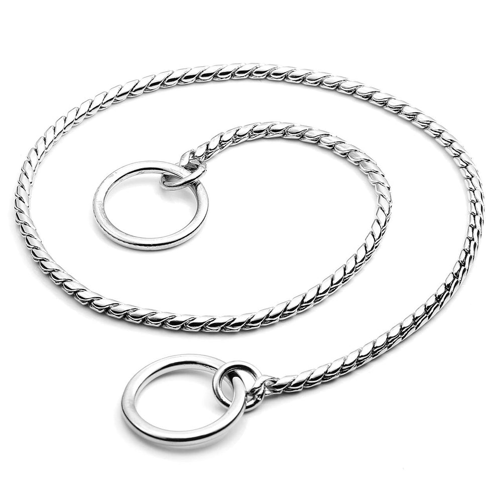 Metal Chain Dog Choke Collar, Puppy Pet Snake Chain Stainless Steel Slip Chain Collar for Dogs Walking Training
