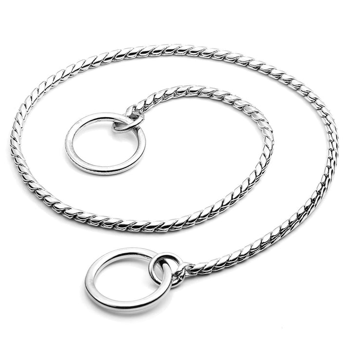 Metal Chain Dog Choke Collar, Puppy Pet Snake Chain Stainless Steel Slip Chain Collar for Dogs Walking Training