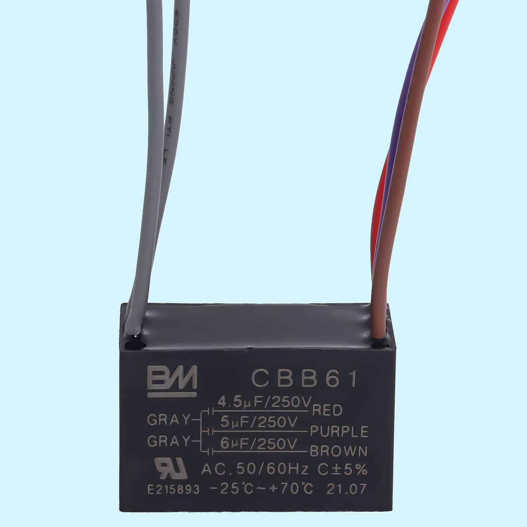 Ceiling Fan Capacitor 5 Wire for Compatible with BM CBB61 250VAC 4.5uf+5uf+6uf 50/60Hz (2 Pack)