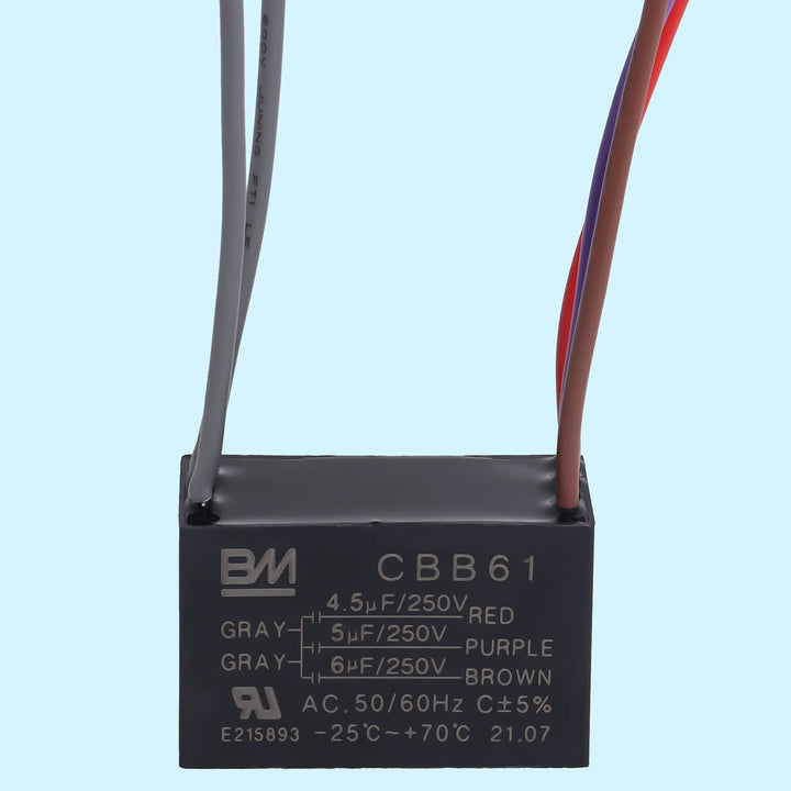 Ceiling Fan Capacitor 5 Wire for Compatible with BM CBB61 250VAC 4.5uf+5uf+6uf 50/60Hz (2 Pack)