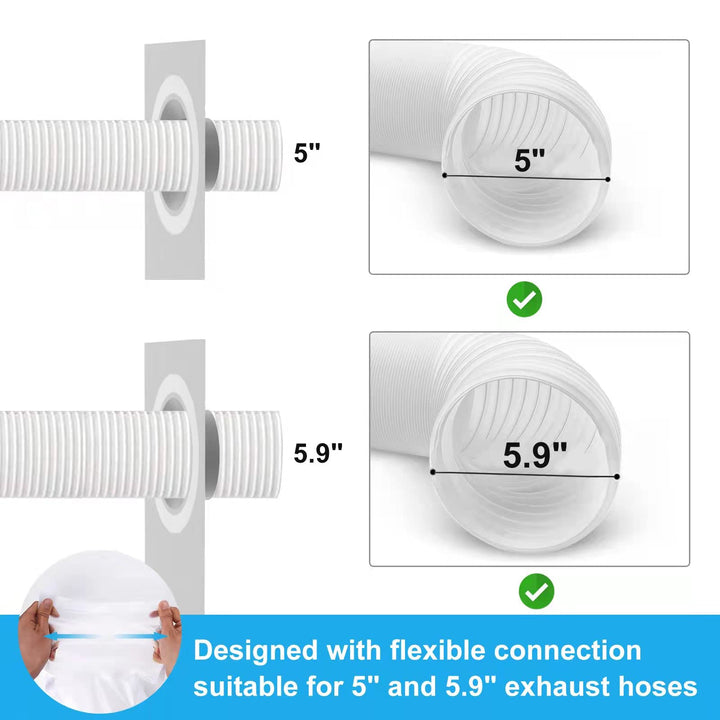 Portable AC Window Kit Sealng Film for Vertical Sliding Window, Adjustable Length up to 60 Sliding Window, AC Vent Kit Fit for 5.0”/13cm and 5.9”/15cm Exhaust Hose