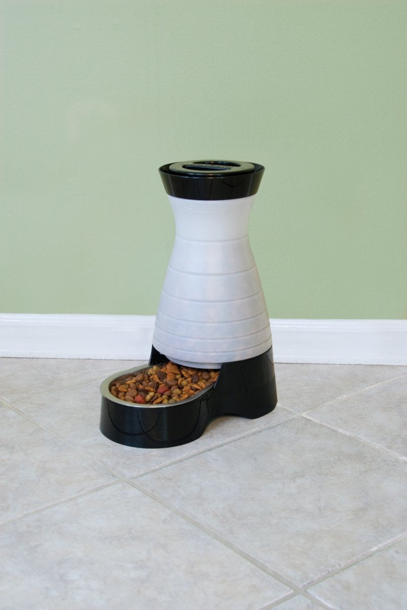 Healthy Pet Food Station - Medium, 4 lb Kibble Capacity - Gravity Pet Feeder Dry Food Dispenser, Automatic Cat Feeder, Small to Medium Dog Feeder - Removable Stainless Steel Bowl Included