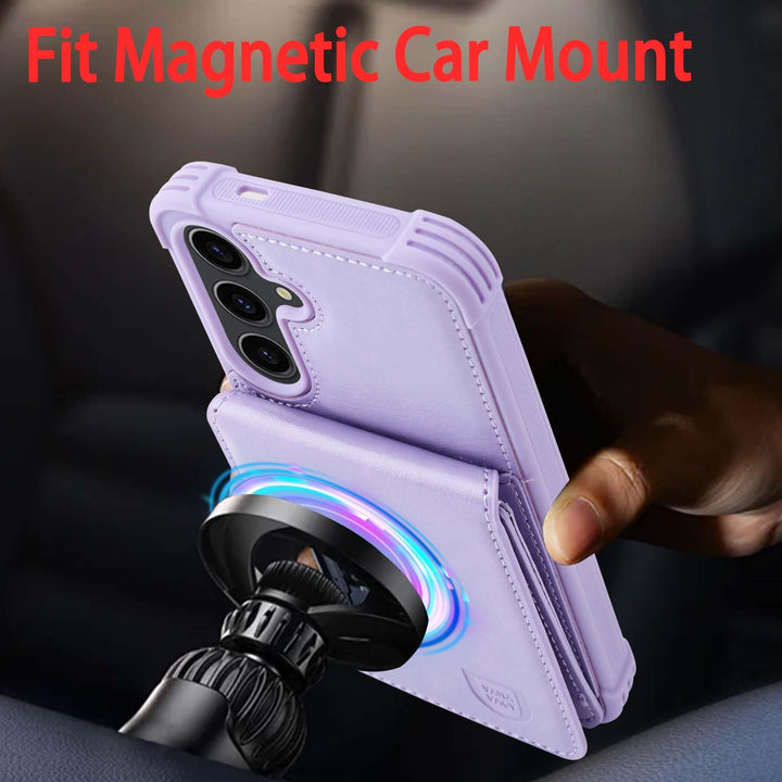 Wallet Case Compatible for Samsung Galaxy S24 Plus for Women and Men,Leather Magnetic Clasp Flip Folio Phone Cover with Credit Card Holder and Coin Pocket,Clove Purple