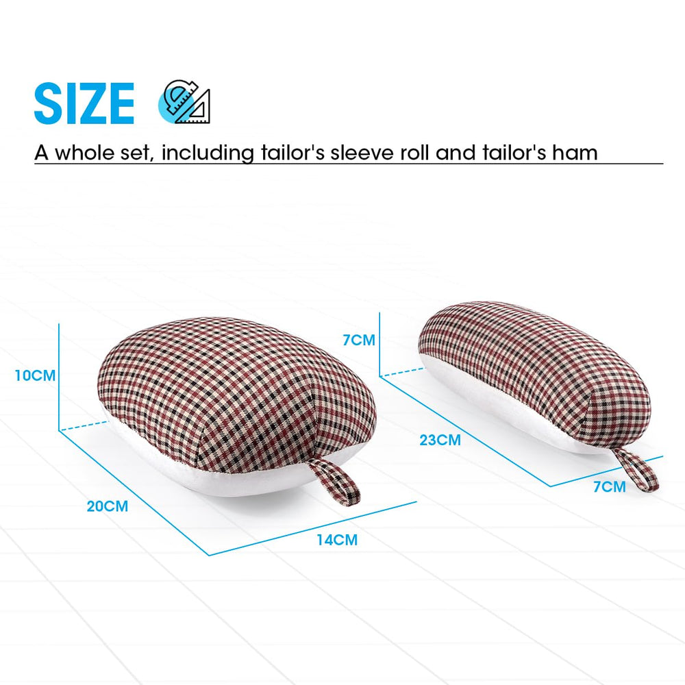 Tailor’s Ham and Seam Roll Set – Premium Tailors Ham for Ironing – Professional Pressing Tools – Linen and Doll Cotton Press Ham for Ironing Smaller Curved Seam