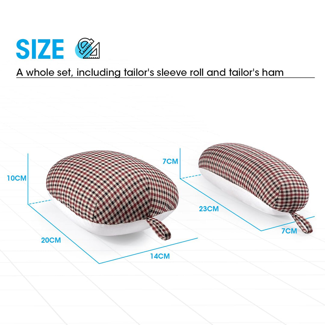Tailor’s Ham and Seam Roll Set – Premium Tailors Ham for Ironing – Professional Pressing Tools – Linen and Doll Cotton Press Ham for Ironing Smaller Curved Seam