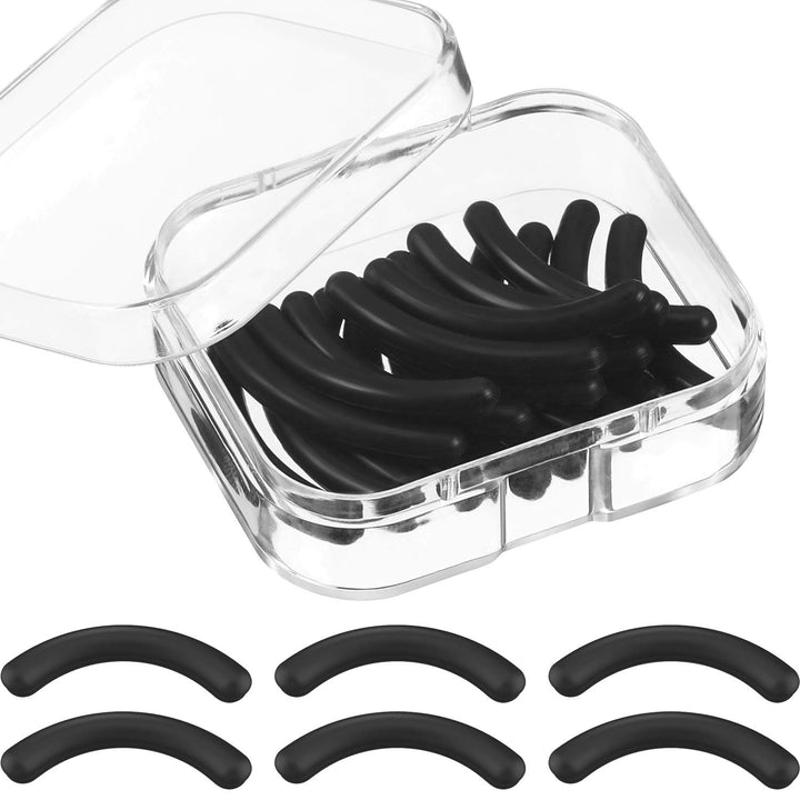 24 Pieces Curler Refills Eyelash Curler Refill Pads Silicone Rubber Black Curler Replacement Refills Pads for Universal Eyelash Curler with a Clear Storage Box