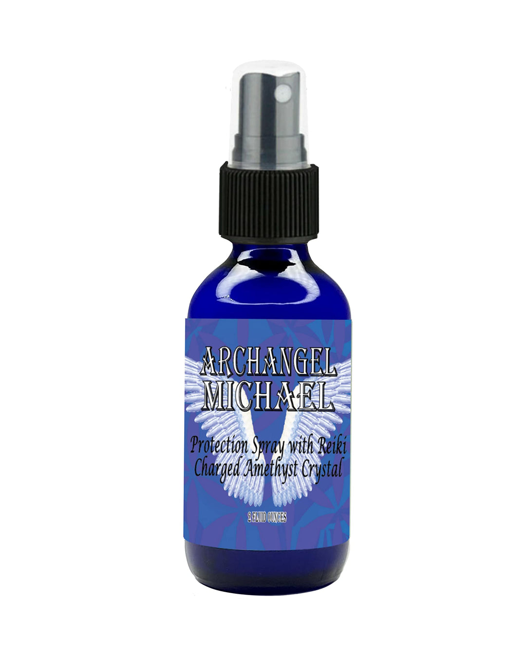 Archangel Michael Sacred Spray with Reiki Charged Amethyst Crystal (2 oz) - High Frequency Essential Oil Blend Includes Palo Santo, Angelica & Blue Cypress in Glass Bottle