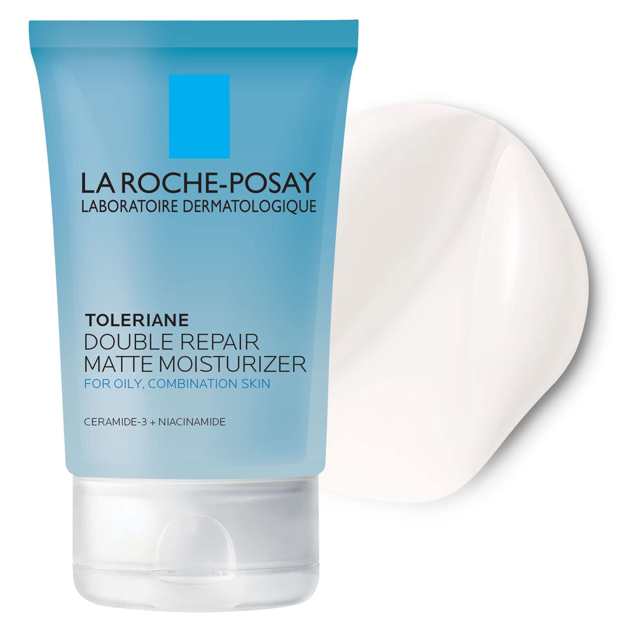 Toleriane Double Repair Matte Face Moisturizer, Daily Gel Moisturizer For Oily Skin Control with Niacinamide, Oil-Free, Non-Comedogenic, Moisturizing for Sensitive Skin