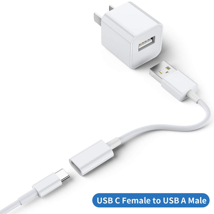 USB C Female to USB Male Adapter (3-Pack),Type C to USB A Charger Cable Adapter,Compatible with iPhone 16 15 Pro 13 12 Plus Max,iPad,Samsung Galaxy Note 10 S23 S22 S21 Plus,Google Pixel(White)