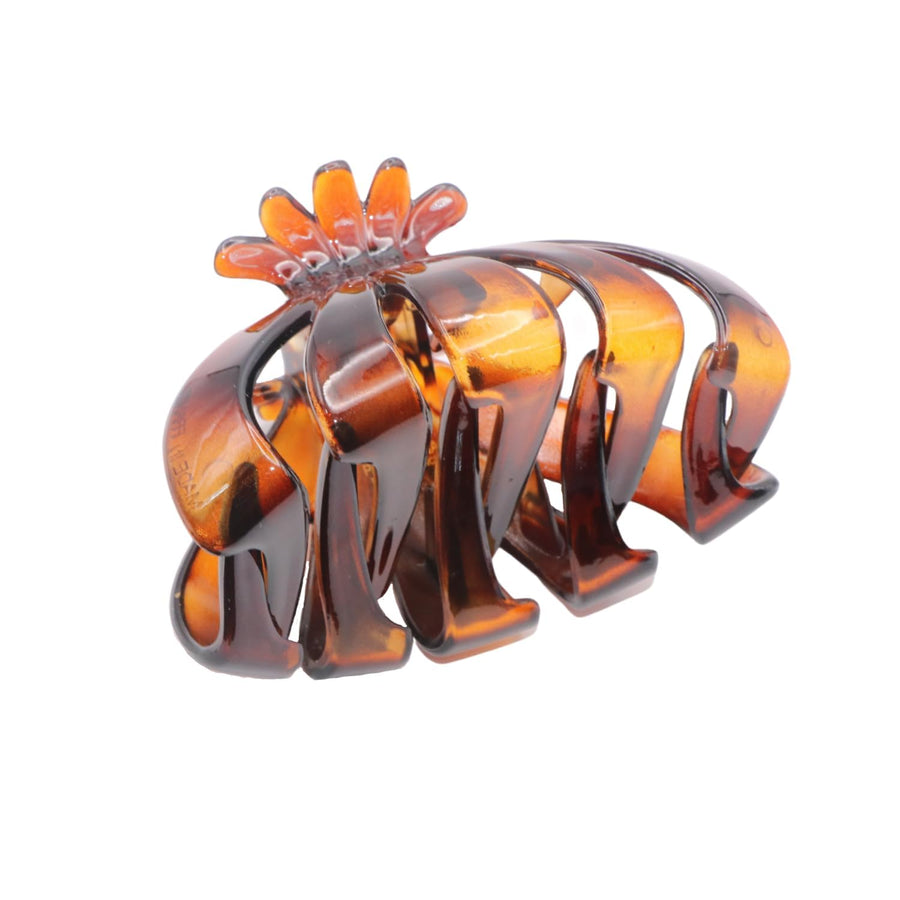 French Fleur Large Wide Inside Teeth Celluloid Tortoise Shell Jaw Hair Claw Clip Clutcher Clamp