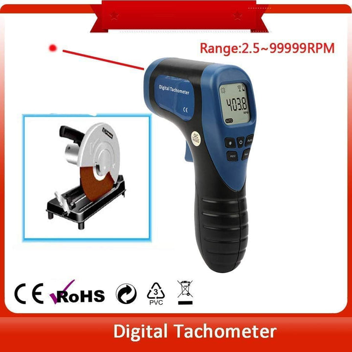 Handheld Digital Laser Tachometer Non-Contact RPM Meter Motor Speed Gauge Gun Measuring Range: 2.5-99999RPM with 10 Reflective Tapes