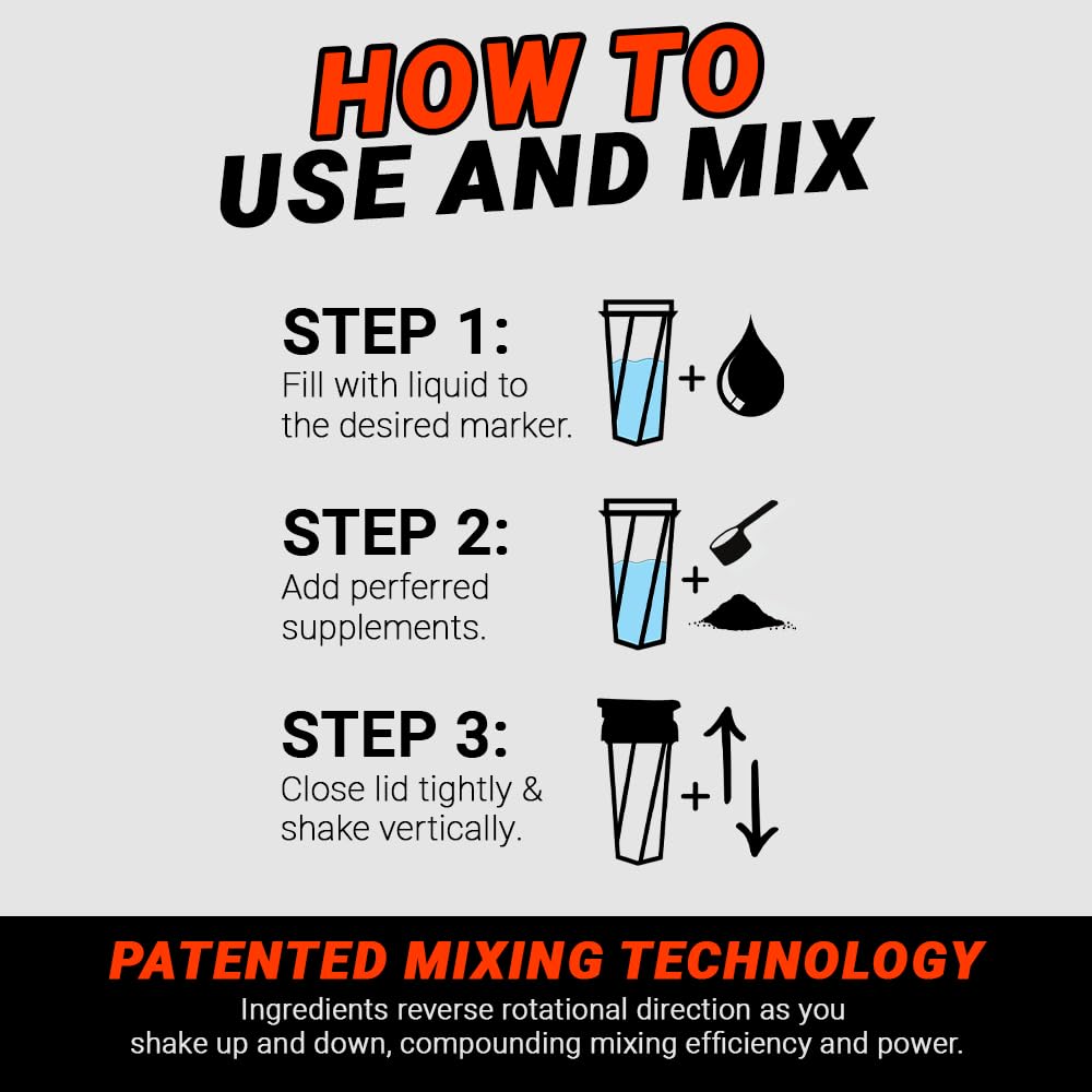 2.0 Vortex Blender Shaker Bottle Holds upto 28oz | No Blending Ball or Whisk | USA Made | Portable Pre Workout Whey Protein Drink Cup | Mixes Cocktails Smoothies Shakes | Top Rack Safe