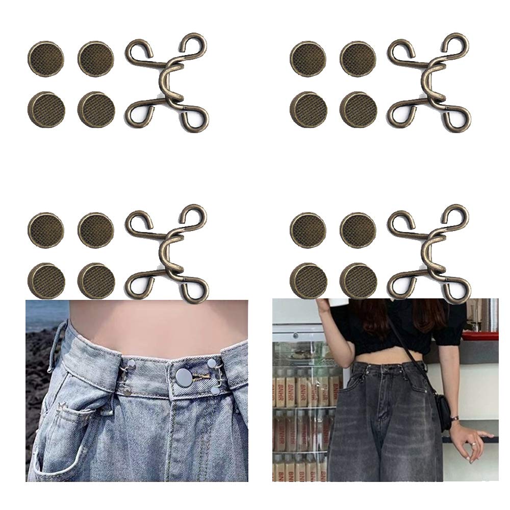 20 Pieces Adjustable Waist Buckle Extender Set Jeans Extender Waist Extender Button for Pants Adjustable Jean Button Perfect Fit Instant Button