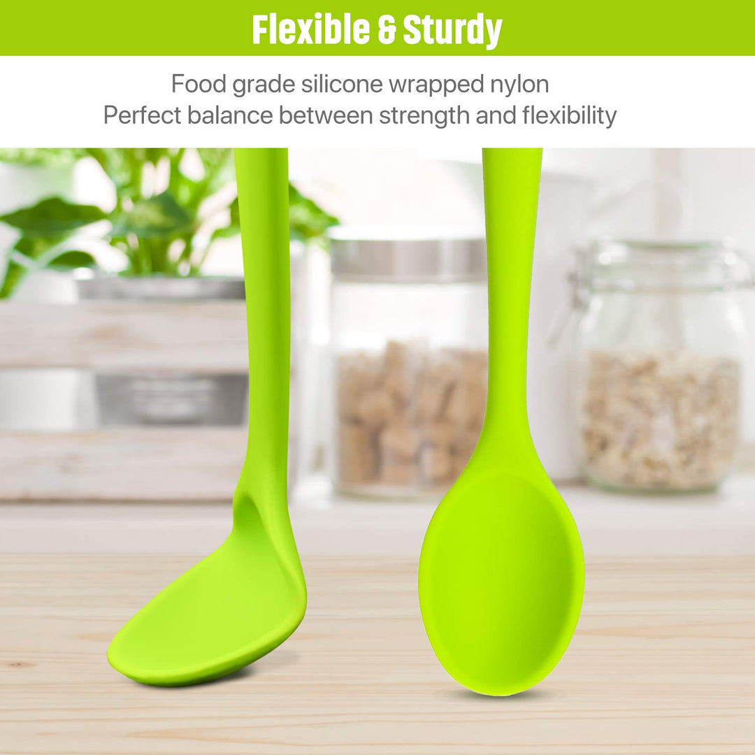 6 Pieces Small Multicolored Silicone Mixing Spoons Heat Resistant Nonstick Spoon Silicone Serving Spoon for Kitchen Cooking Baking Stirring Mixing Tools(Red, Green, Yellow, Purple, Orange, Blue)